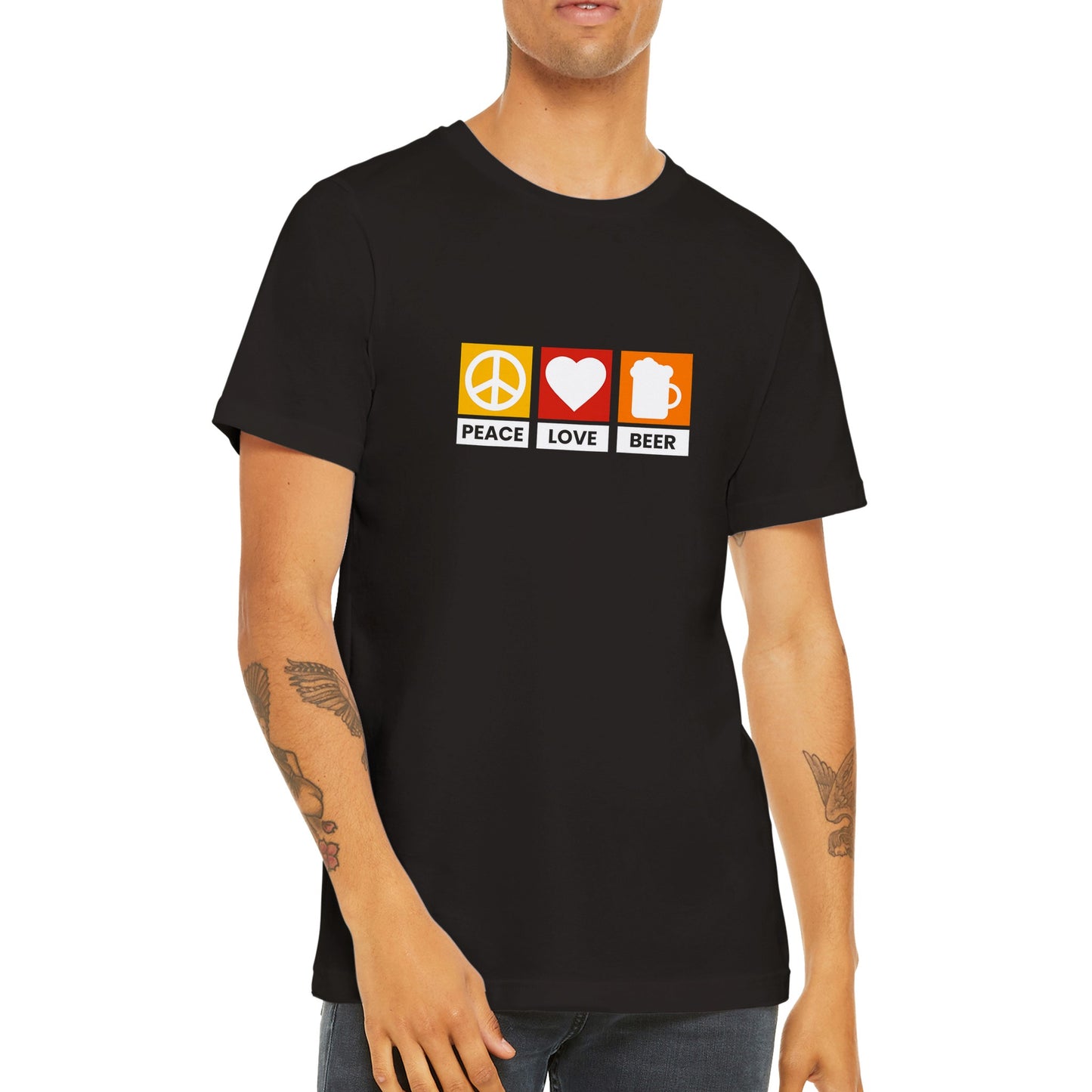 Sjove T-shirts - Peace Love Beer - Premium Unisex T-shirt