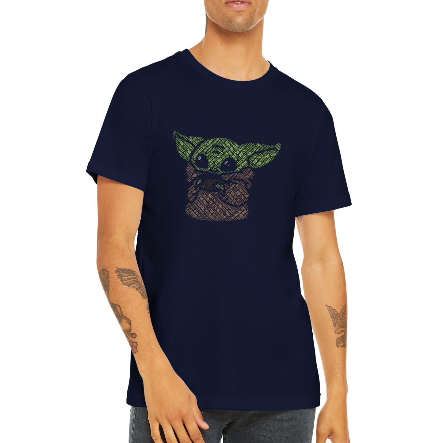 Kunstwerk T-Shirt – Baby Yoda Kalligram Kunstwerk – Premium Unisex T-Shirt 