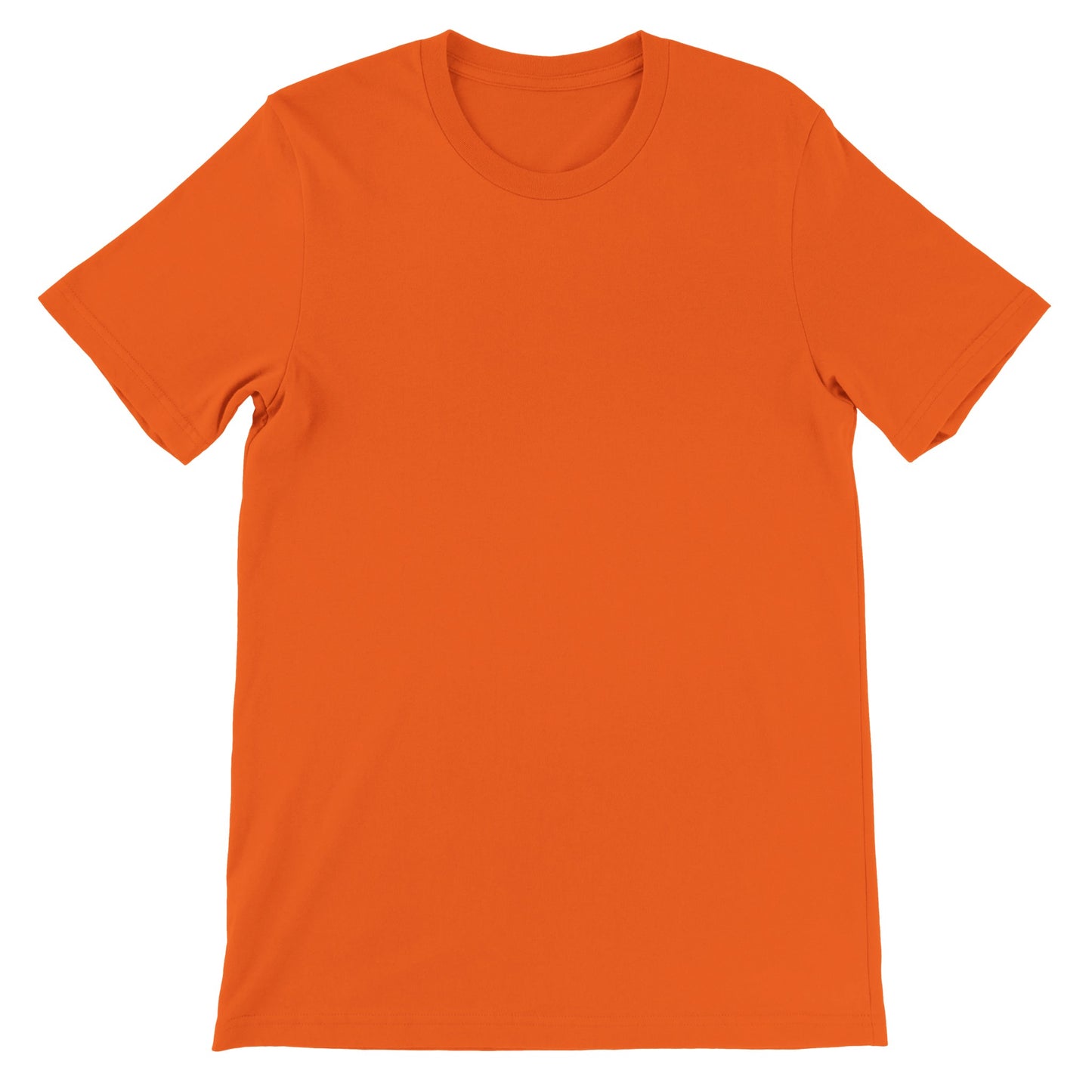 Personlig orange unisex T-shirt med eget billede og tekst lavet i online designværktøj
