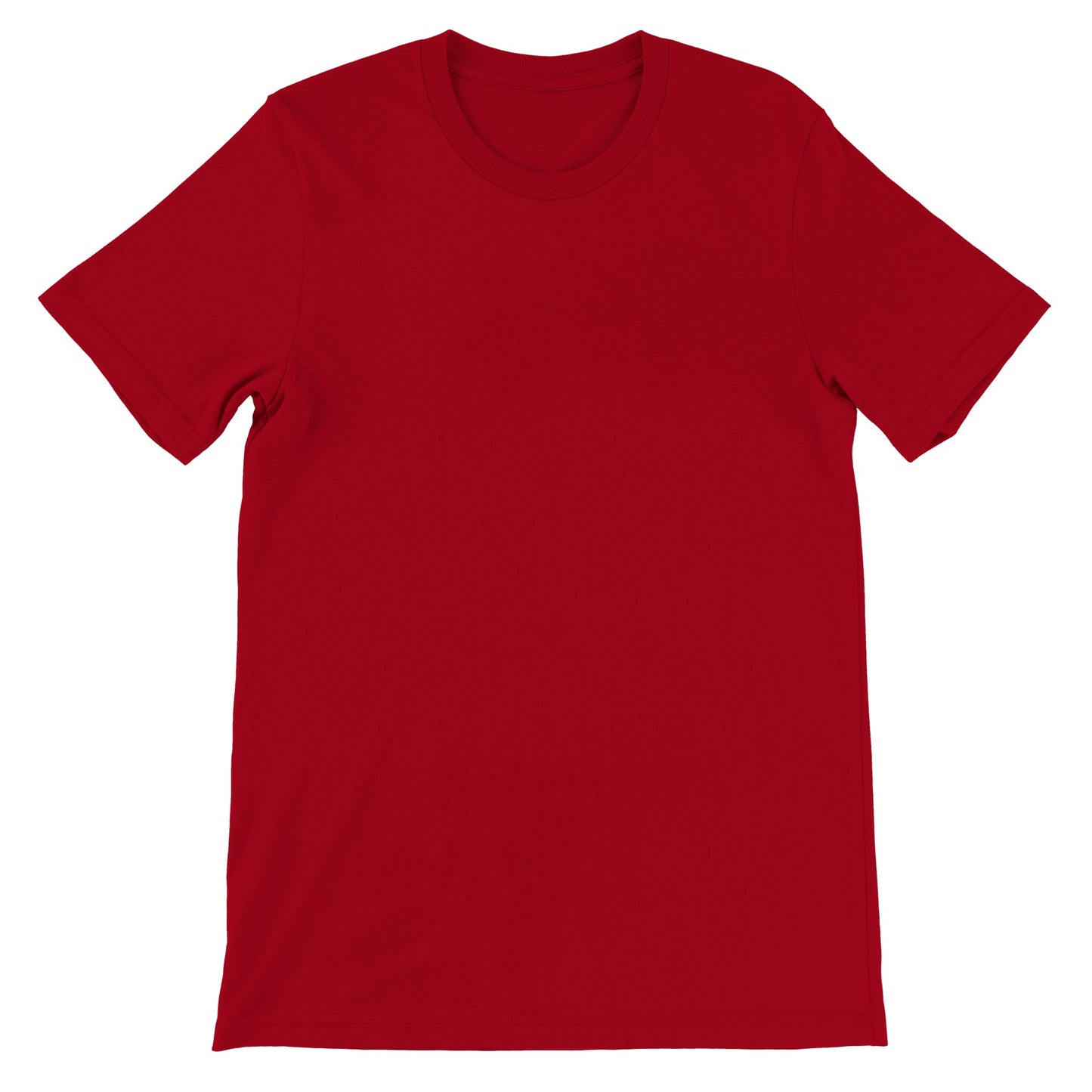 Personlig rød unisex T-shirt med eget billede og tekst lavet i online designværktøj