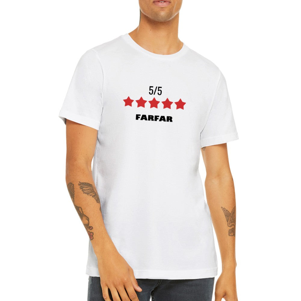 Unisex T-shirt med 5-stjernet Farfar motiv som gave fra børn og børnebørn