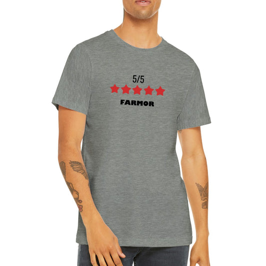 Premium unisex T-shirt med teksten 5-stjernet Farmor som gave fra børnebørn
