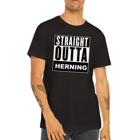 Straight Outta Herning T-shirt med sort tekstdesign