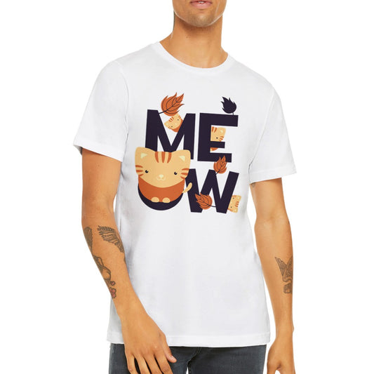 Unisex T-shirt med stort grafisk MEOW kattemotiv på fronten