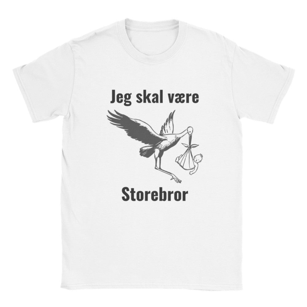 Børne-T-shirt med teksten Jeg skal være storebror til annoncering af baby på vej
