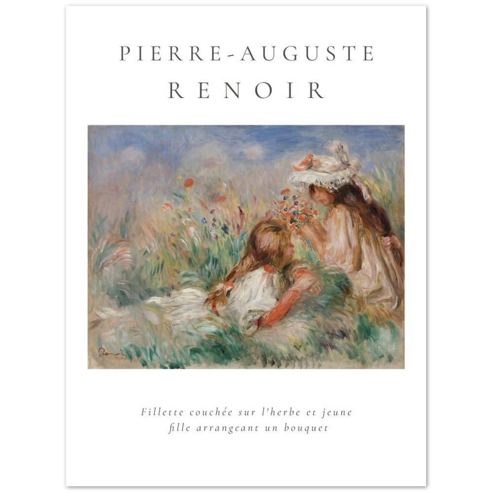Plakat - Pierre-Auguste Renoir - Girls in the Grass Arranging a Bouquet painting (1890)