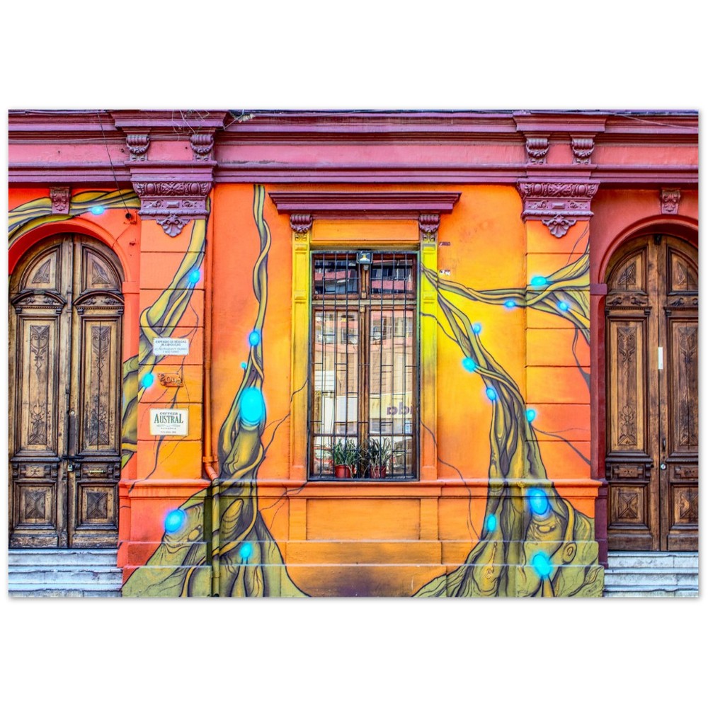 Plakat - Street Art - Colorful Sunburst Santiago
