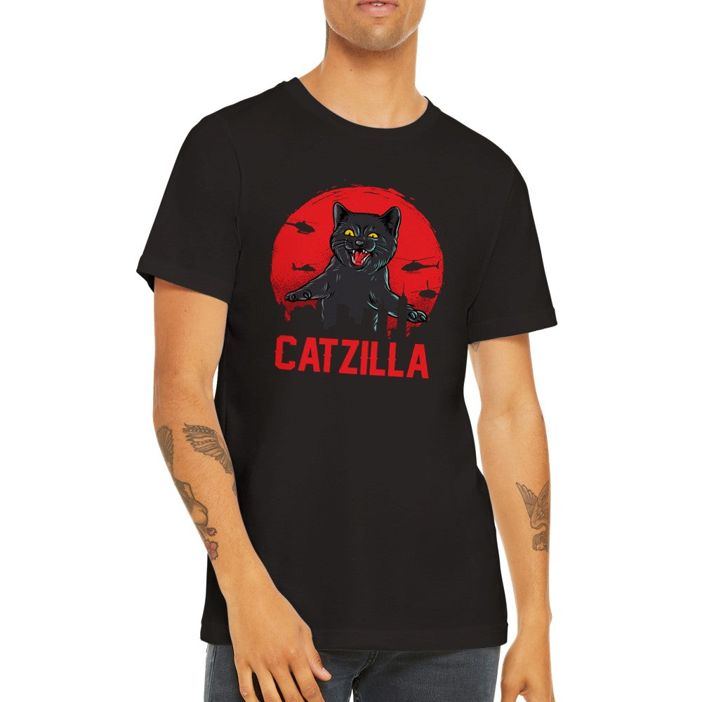 Lustige T-Shirts - Katze Catzilla - Premium Unisex T-Shirt 