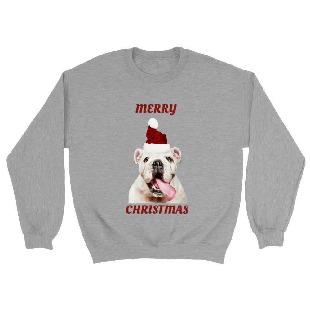 Sweatshirt - Merry Christmas Happy Bulldog - Classic Unisex Crewneck Sweatshirt