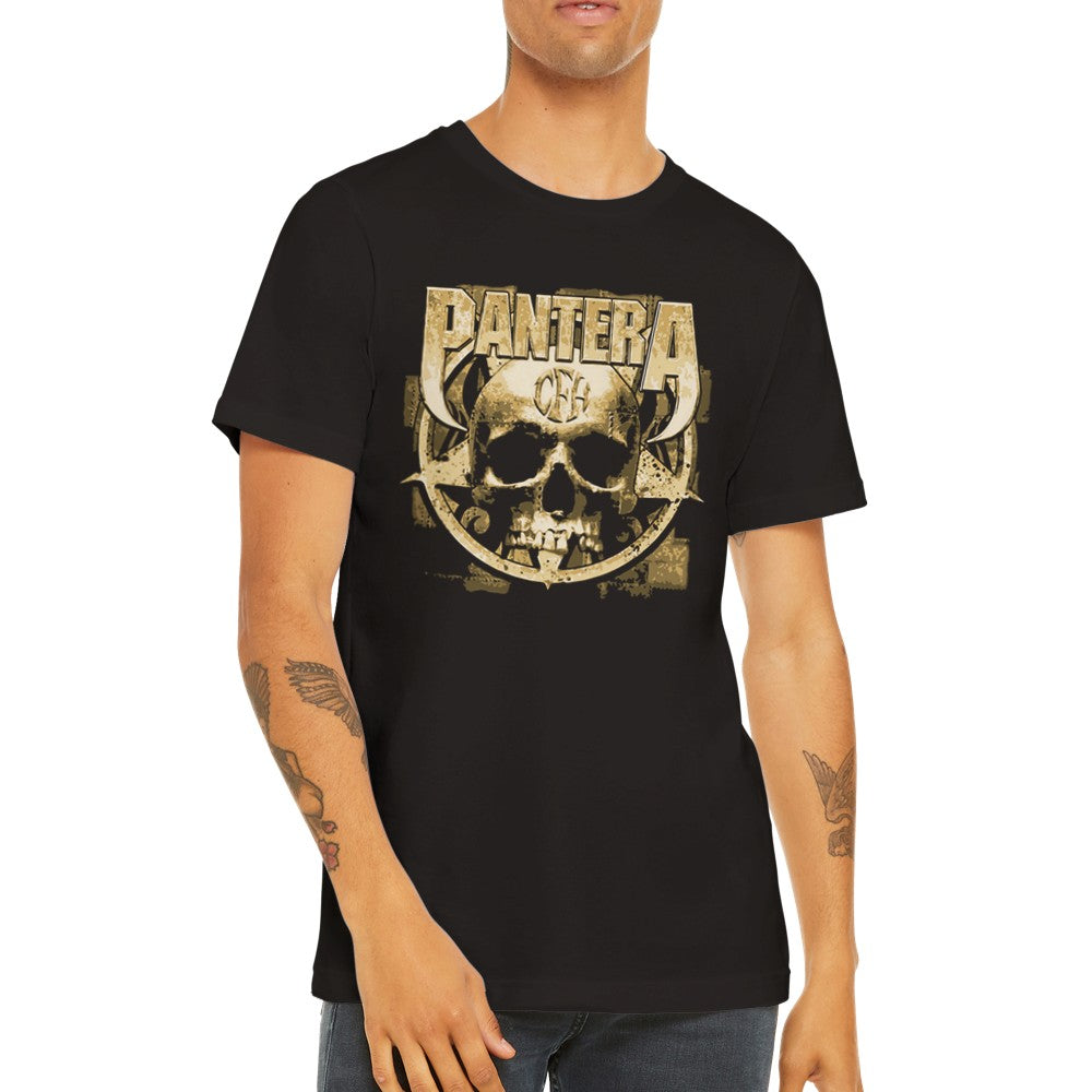 Musik-T-Shirt - Pantera-Grafik - Pantera-Schädel-Pixel-Premium-Unisex-T-Shirt 