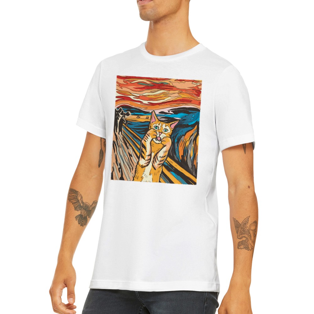 Quote T-shirt - Funny Designs Artwork - The Scream From The Cat Premium Unisex T-shirt