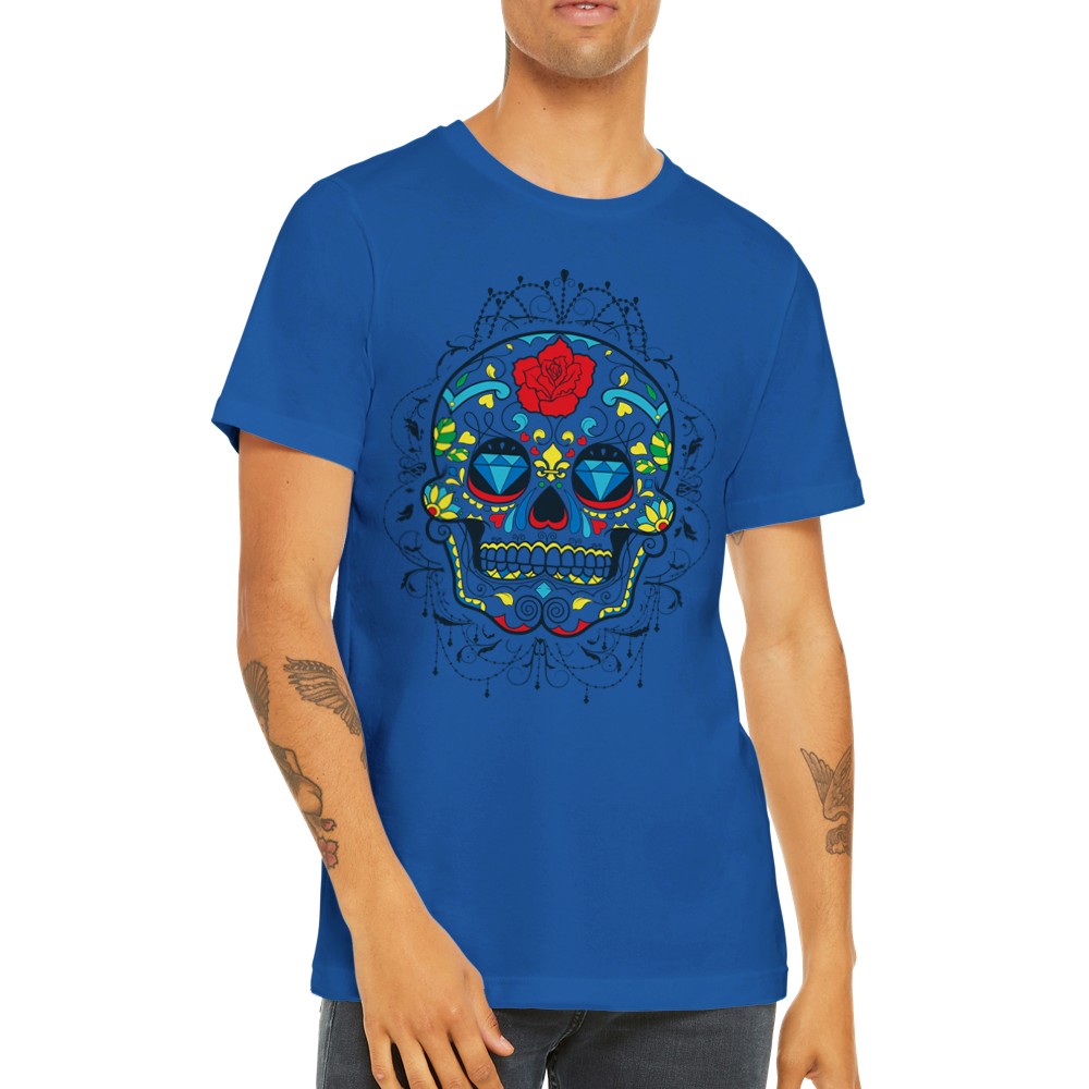 Artwork T-shirts - The Skull Diamond Flower - Premium Unisex T-shirt