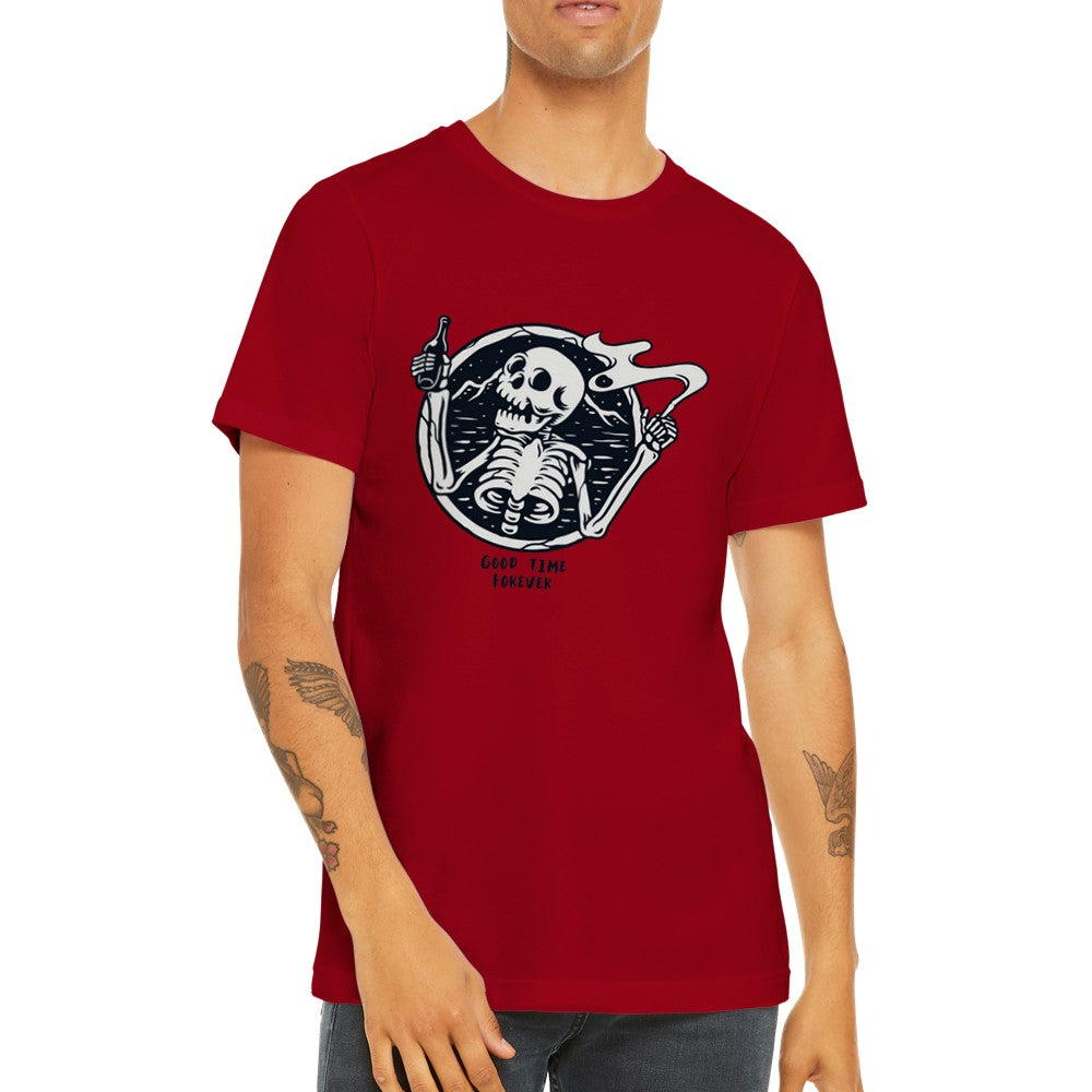 Sjove T-shirts - Good Vibes Forever Skelleton Artwork - Premium Unisex T-shirt