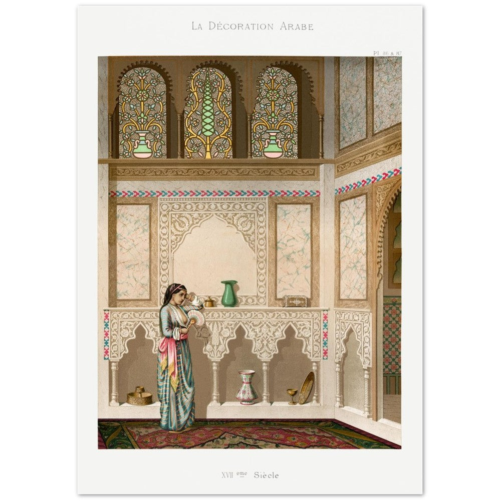 Poster Vintage Arabesque Living Room Lithograph Plate No. 86 &amp; 87, Emile Prisses Avennes