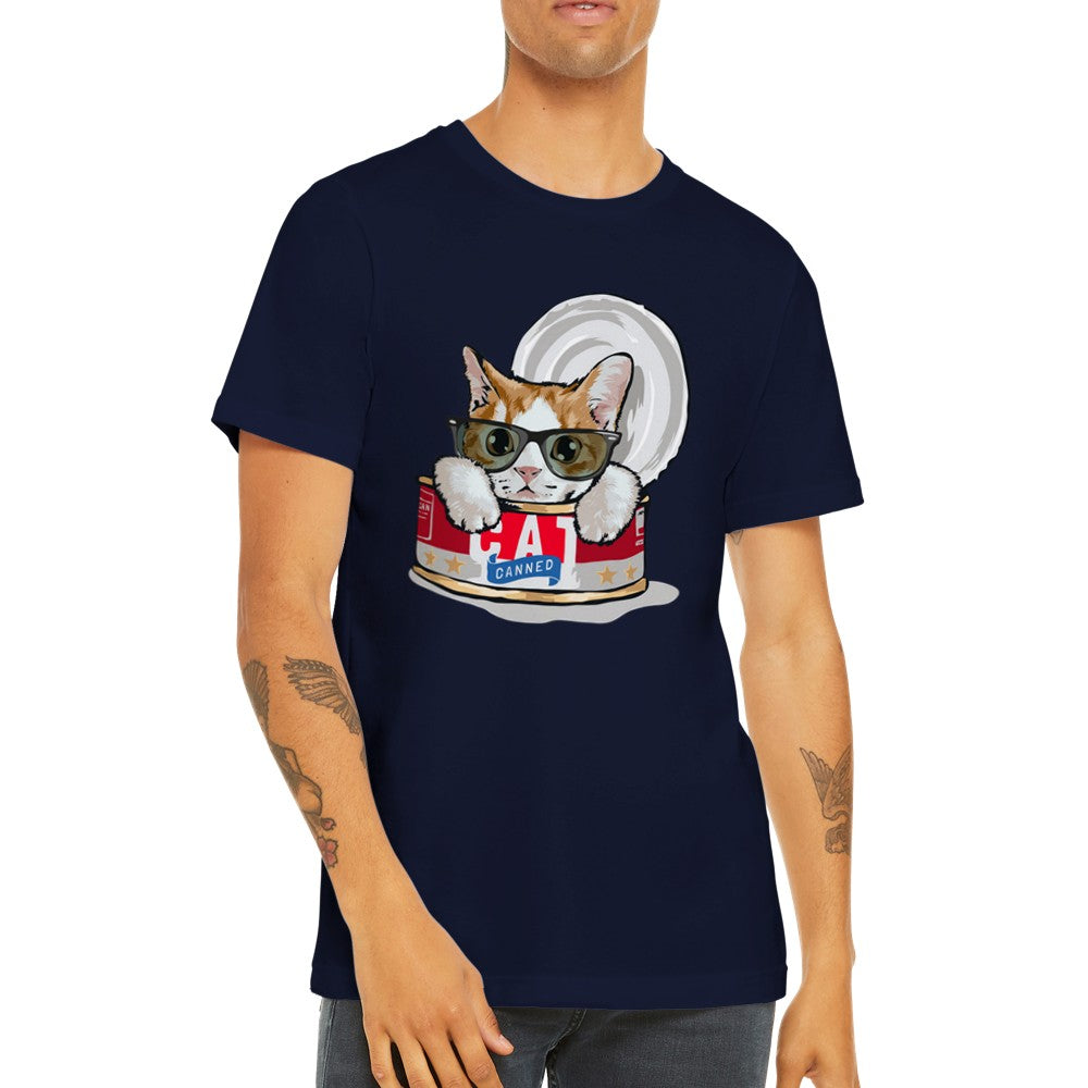 Lustige T-Shirts - Katze - Katze in einer Dose - Premium Unisex T-Shirt 