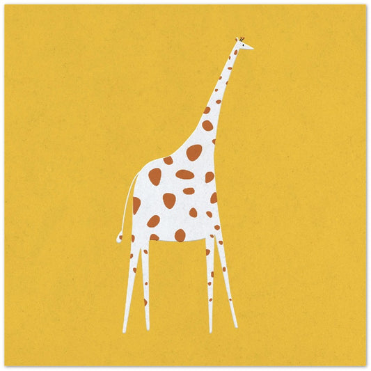 Kids Posters - Cute Giraffe Illustraion Yellow Background - Premium Matte Paper