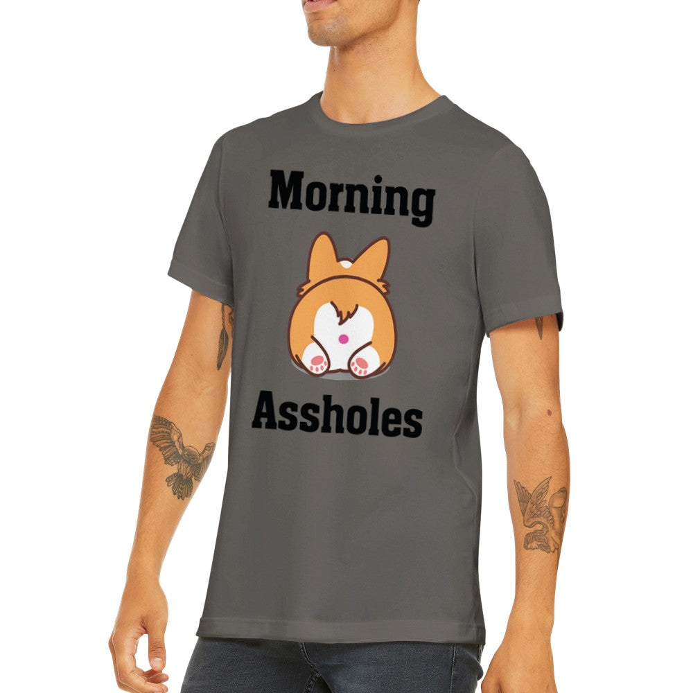 Citat T-shirt - Sjove Citater - Morning Assholes Premium Unisex T-shirt