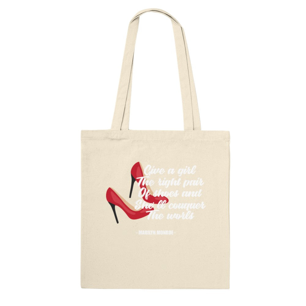 Zitat-Einkaufstasche - Marilyn Monroe - Geben Sie einem Mädchen das richtige Paar - Klassische Einkaufstasche