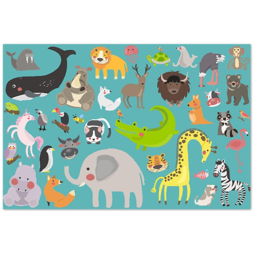 Kinderposter – niedliche Illustrationen von Wildtieren – hochwertiges mattes Posterpapier