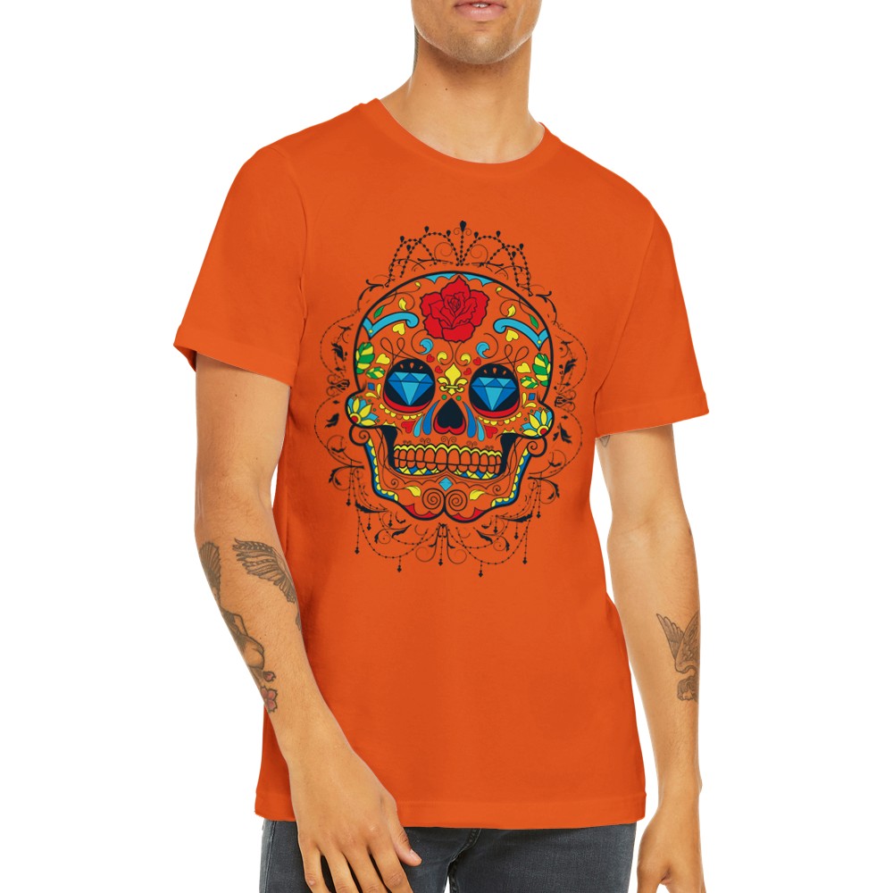 Artwork T-shirts - The Skull Diamond Flower - Premium Unisex T-shirt