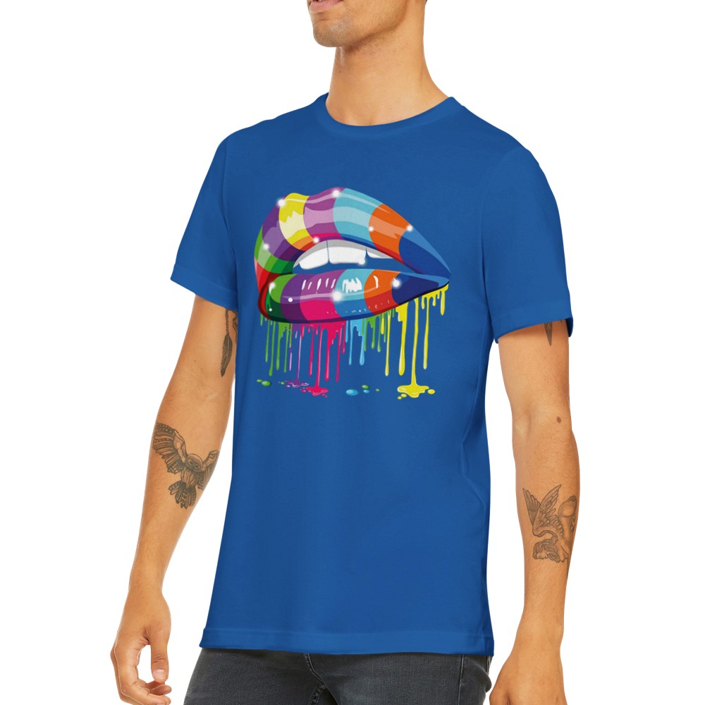 Zitat T-Shirt - Lustige Designs Artwork - Bunte Lippen Premium Unisex T-Shirt 