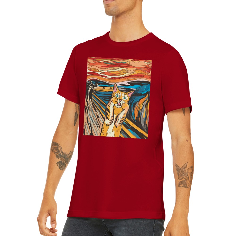 Quote T-shirt - Funny Designs Artwork - The Scream From The Cat Premium Unisex T-shirt