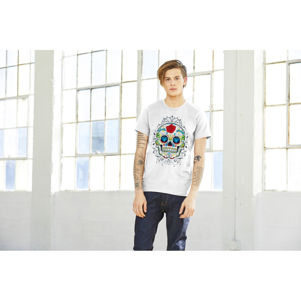 Artwork T-shirts - The Skull Diamond Flower - Premium Unisex T-shirt