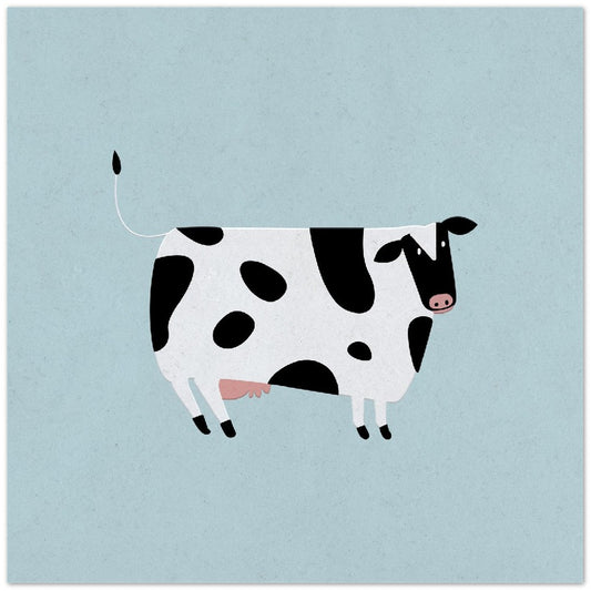 Children's Posters - Black White Cow Illustration - Premium Matte Paper
