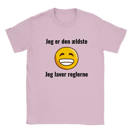 Sjove Børne T-shirts - Jeg er den ældste, Jeg laver reglerne - Børne T-shirt