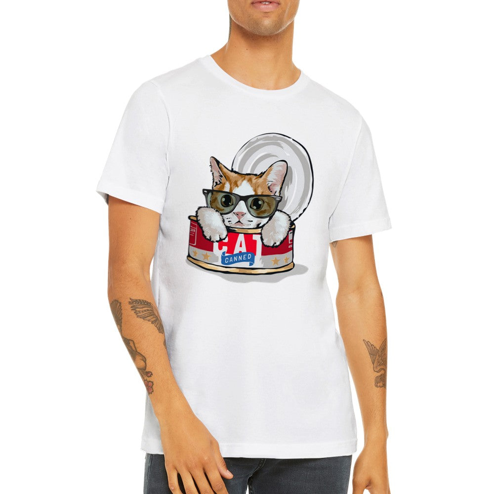 Lustige T-Shirts - Katze - Katze in einer Dose - Premium Unisex T-Shirt 