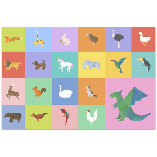 Poster - Colorful Geometric Animal Motif Children's Poster - Matte Paper