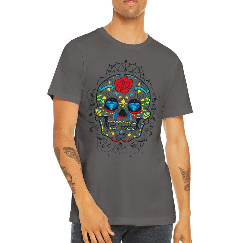 Artwork T-shirts - The Skull Diamond Flower - Premium Unisex T-shirt