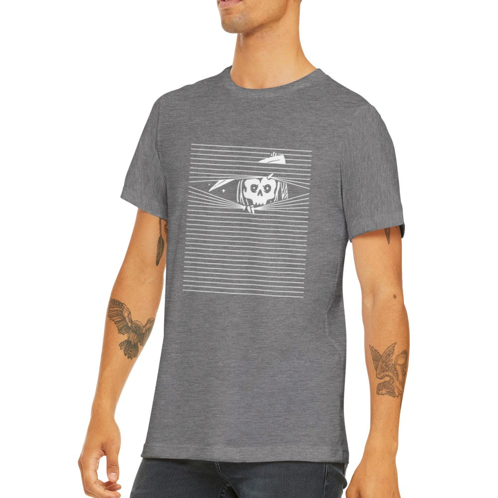 Lustige T-Shirts - Der Tod lauert Premium-Unisex-T-Shirt