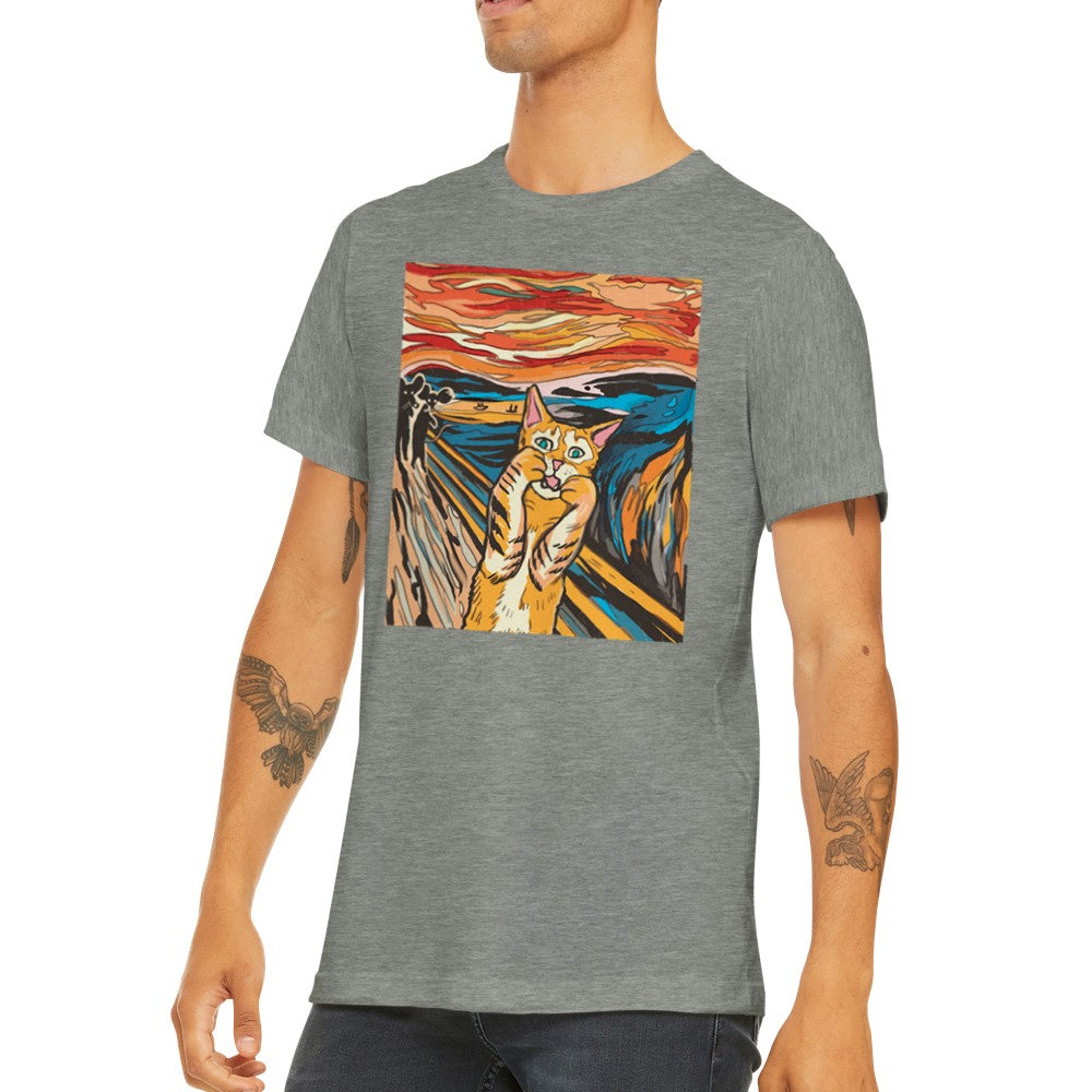 Quote T-shirt - Funny Designs Artwork - The Scream From The Cat Premium Unisex T-shirt