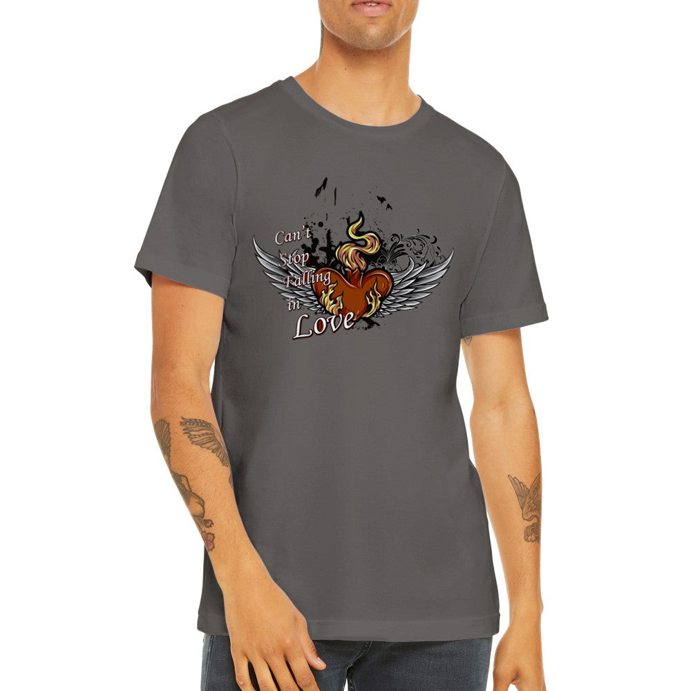 Artwork T-Shirts – Cant Stop Falling In Love Fire Heart – Premium Unisex T-Shirt 