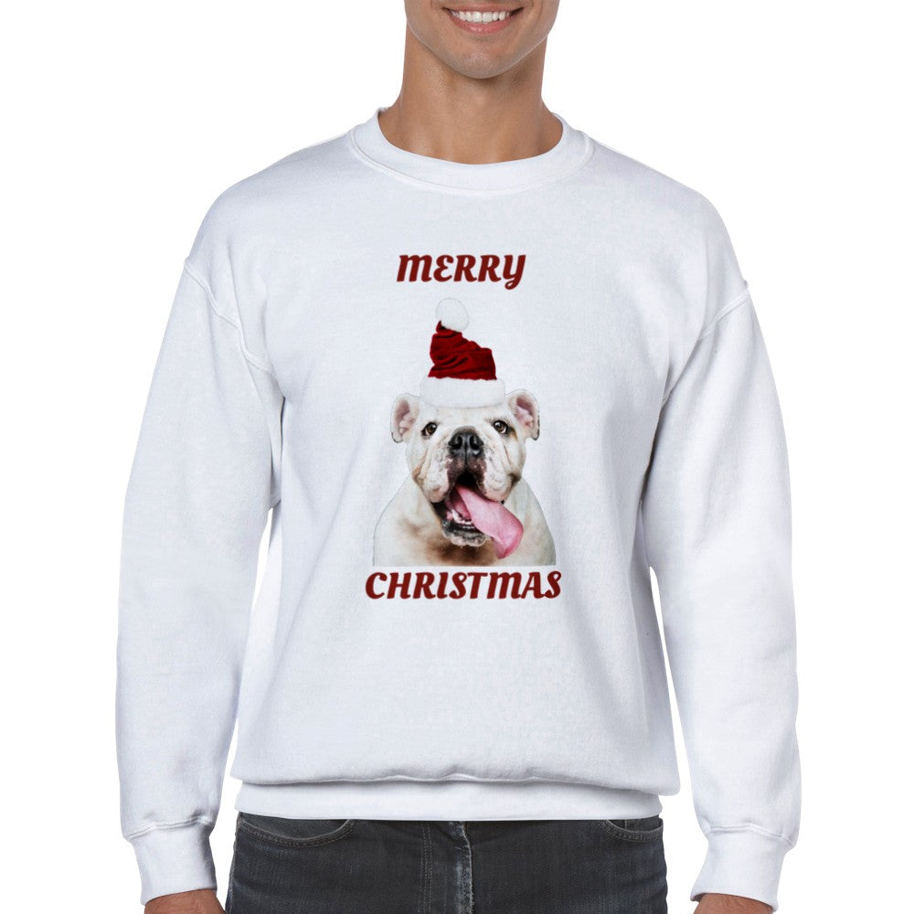 Sweatshirt - Merry Christmas Happy Bulldog - Classic Unisex Crewneck Sweatshirt