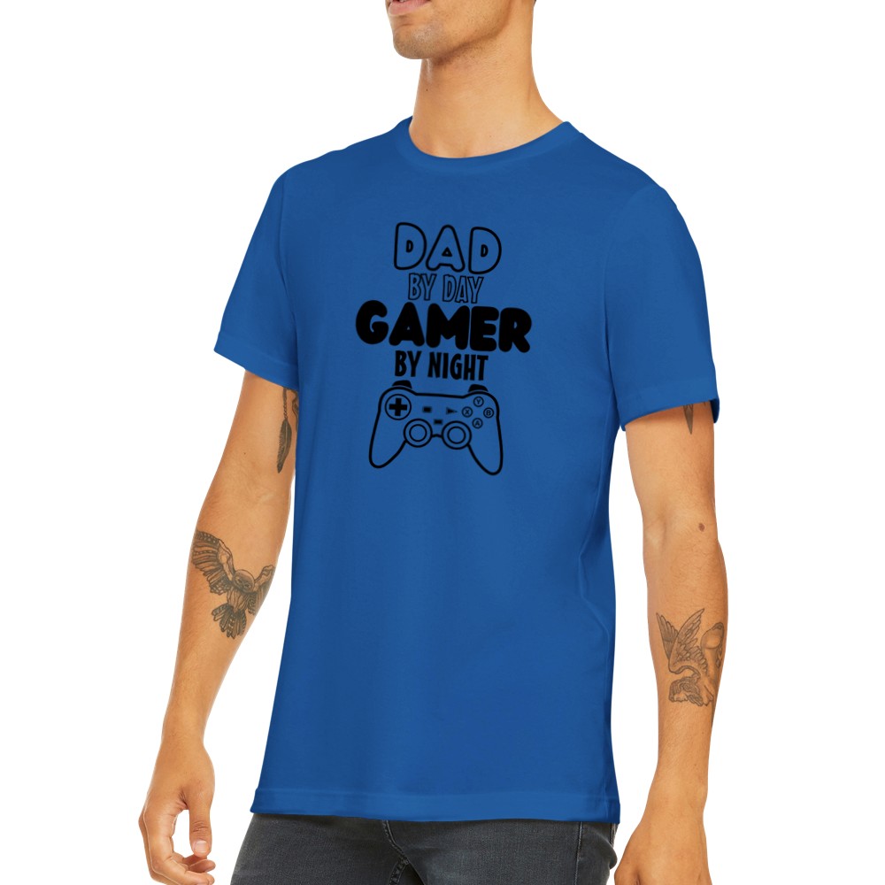 Far Citater - Dad By Day Gamer By Night Blå Premium Unisex T-shirt