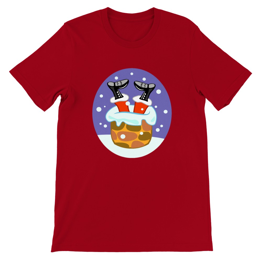 Sjove T-shirts - Stuck Santa - Premium Unisex Crewneck T-shirt