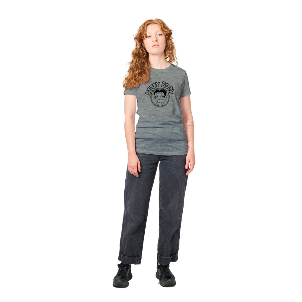 T-shirt - Betty Boop Black Classic Artwork - Premium Women's Crewneck T-shirt 