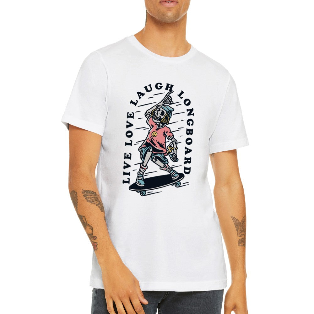 Sjove T-shirts - Skater Live Love Laugh Artwork - Premium Unisex T-shirt