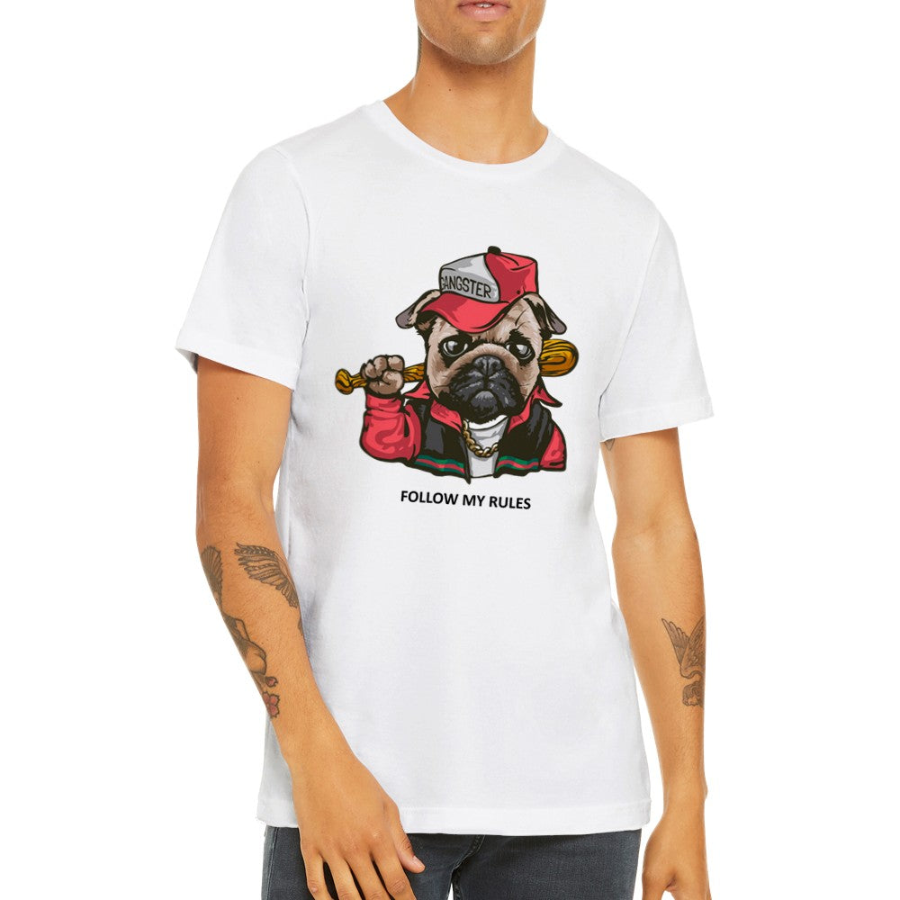 Lustige T-Shirts - Französische Bulldogge Follow My Rules Premium Unisex T-Shirt 