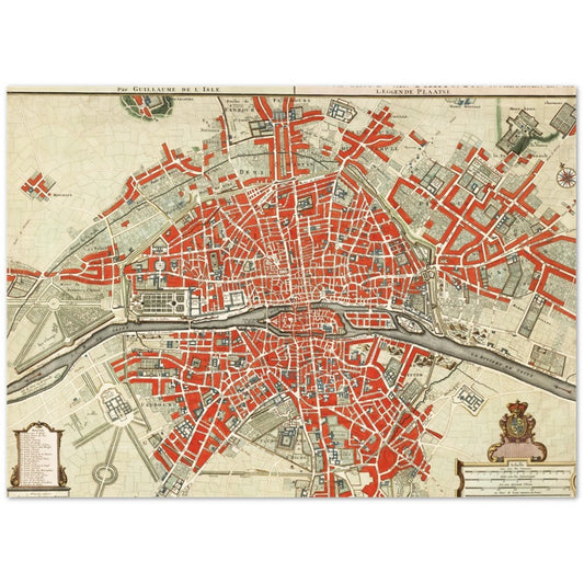 Poster Plattegrond van Parijs (c. 1721-1774) by Guillaume Delisle