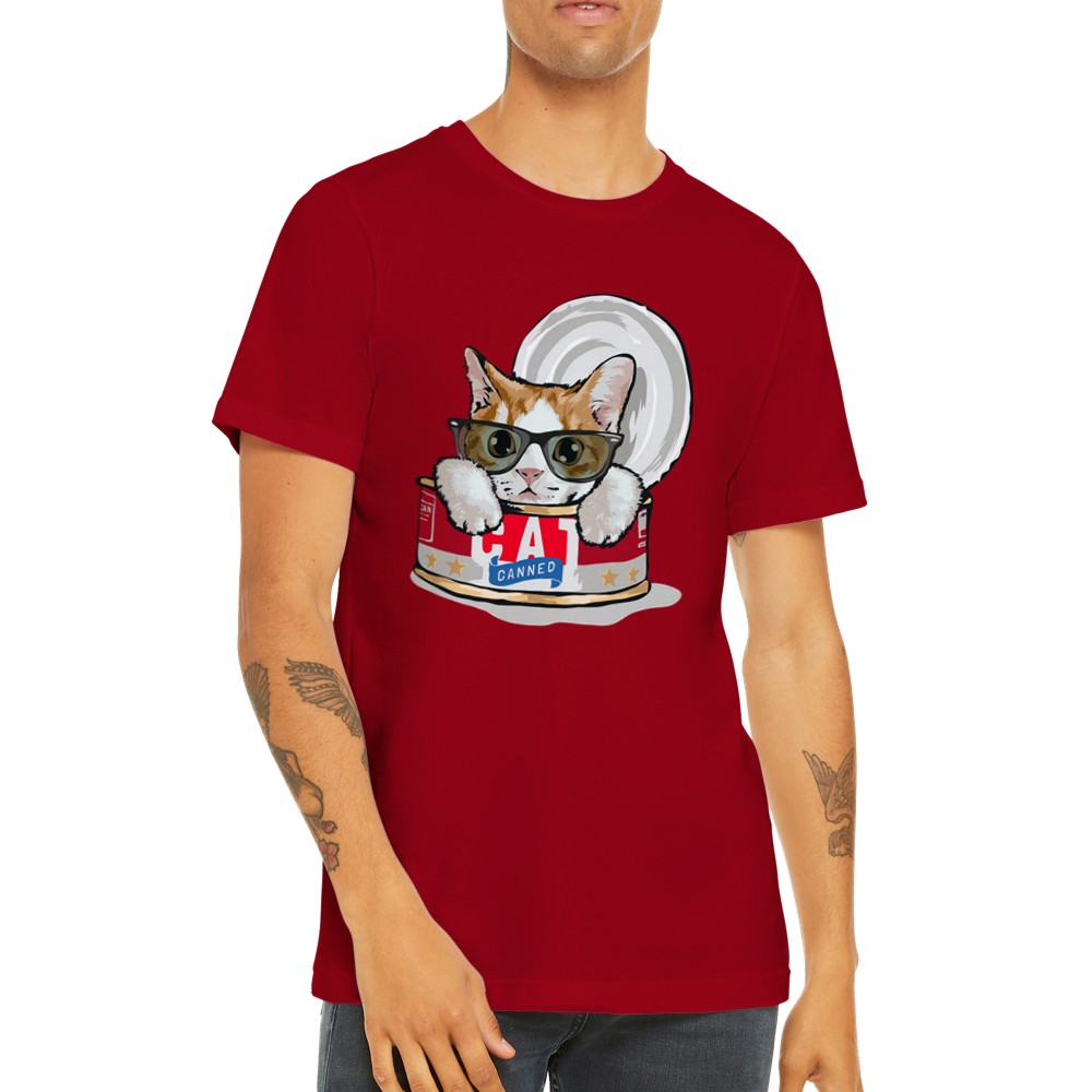 Lustige T-Shirts - Katze - Katze in einer Dose - Premium Unisex T-Shirt 