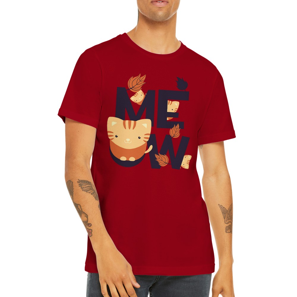 Fun T-Shirts - Cat Artwork MEOW - Premium Unisex T-shirt