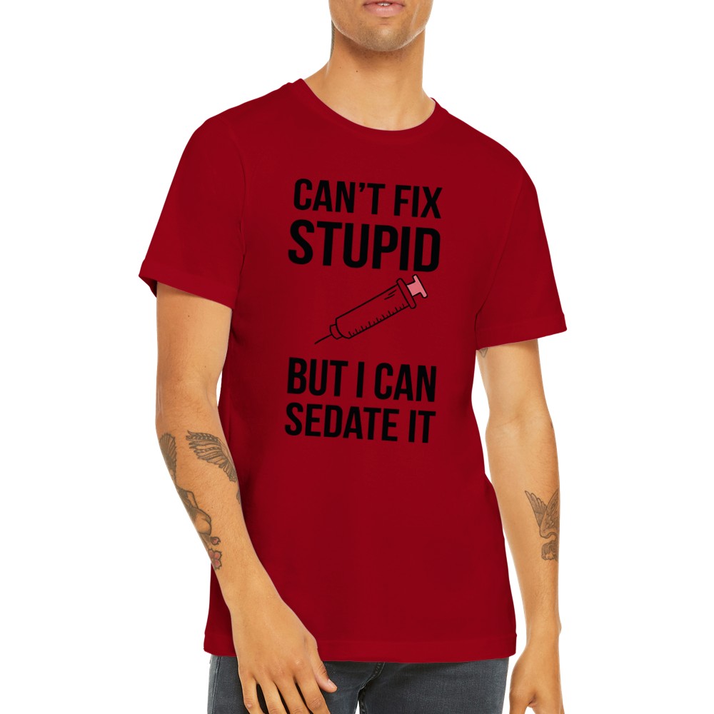Citat T-shirt - Sjove Citater - Cant Fix Stupid But Premium Unisex T-shirt