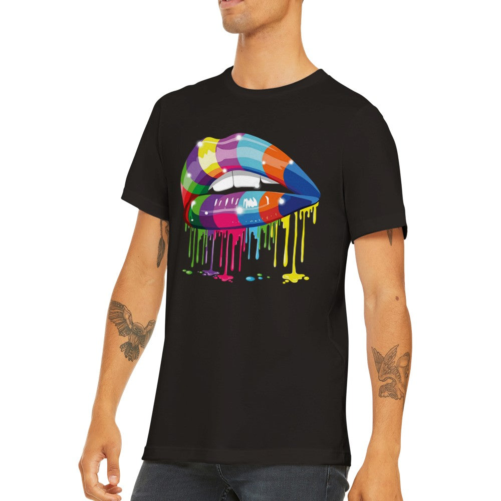 Zitat T-Shirt - Lustige Designs Artwork - Bunte Lippen Premium Unisex T-Shirt 