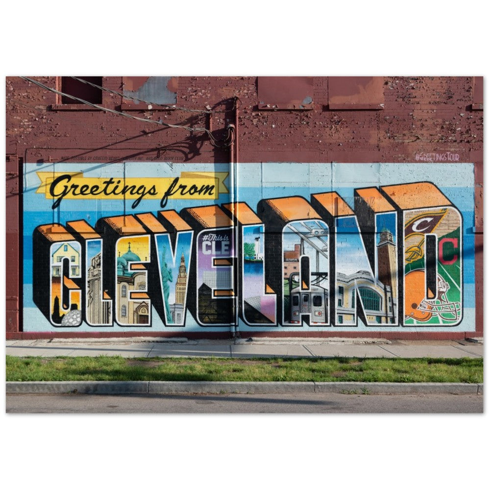 Plakat - Street Art - Cleveland Greetings Mural - Klassisk Mat Plakat Papir