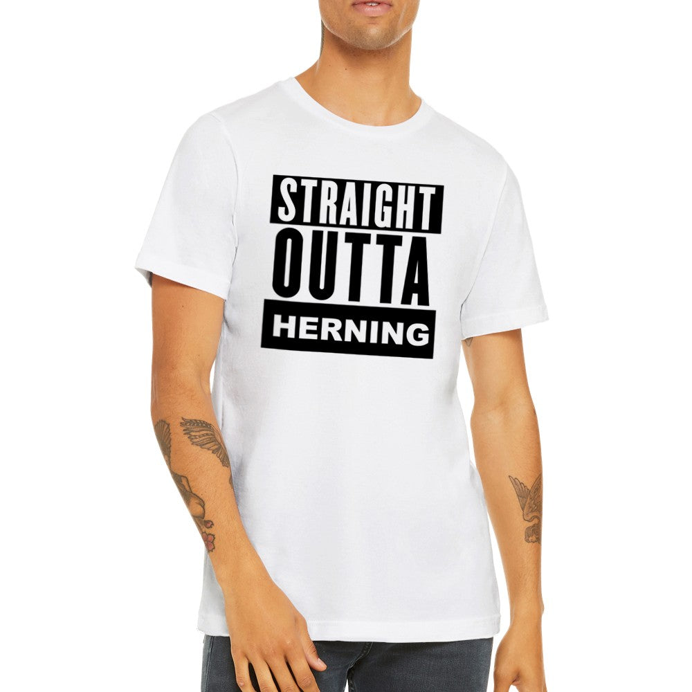 Funny City T-shirt - Straight Outta Herning - Premium Unisex T-shirt