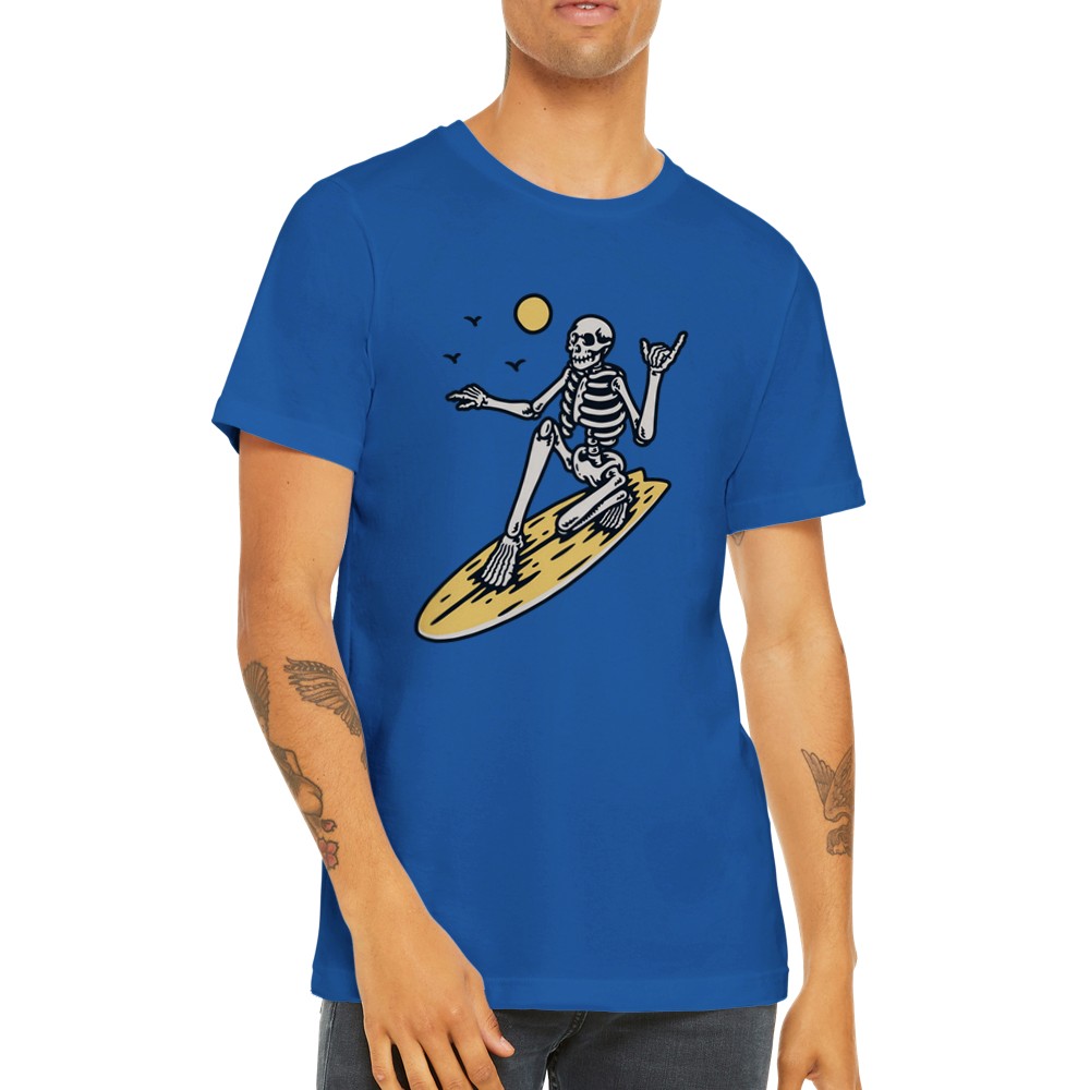 Funny T-shirts - The Skull Surfer - Premium Unisex T-shirt