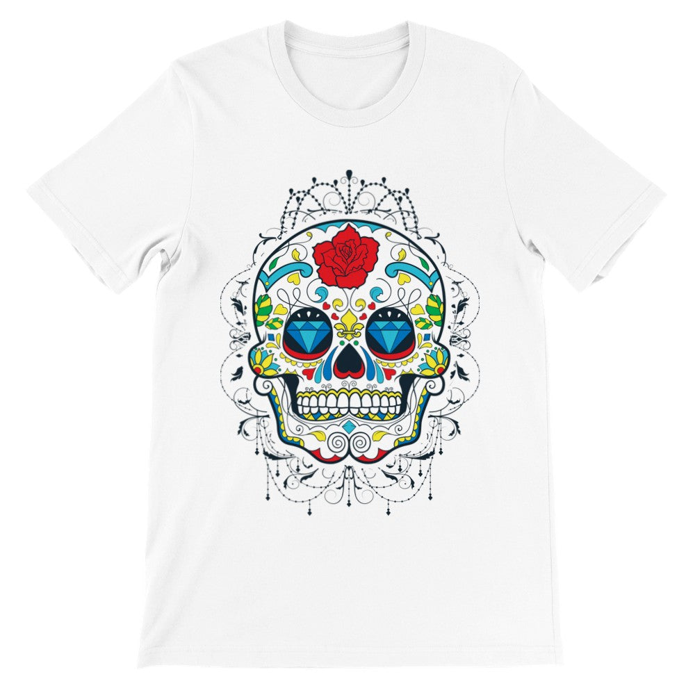 Artwork T-shirts - The Skull Diamond Flower - Premium Unisex T-shirt